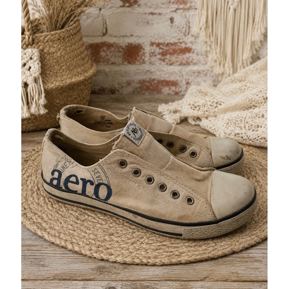 Y2K Aeropostale Slip On Sneakers 8 2000s Grunge Indie Skater Distressed